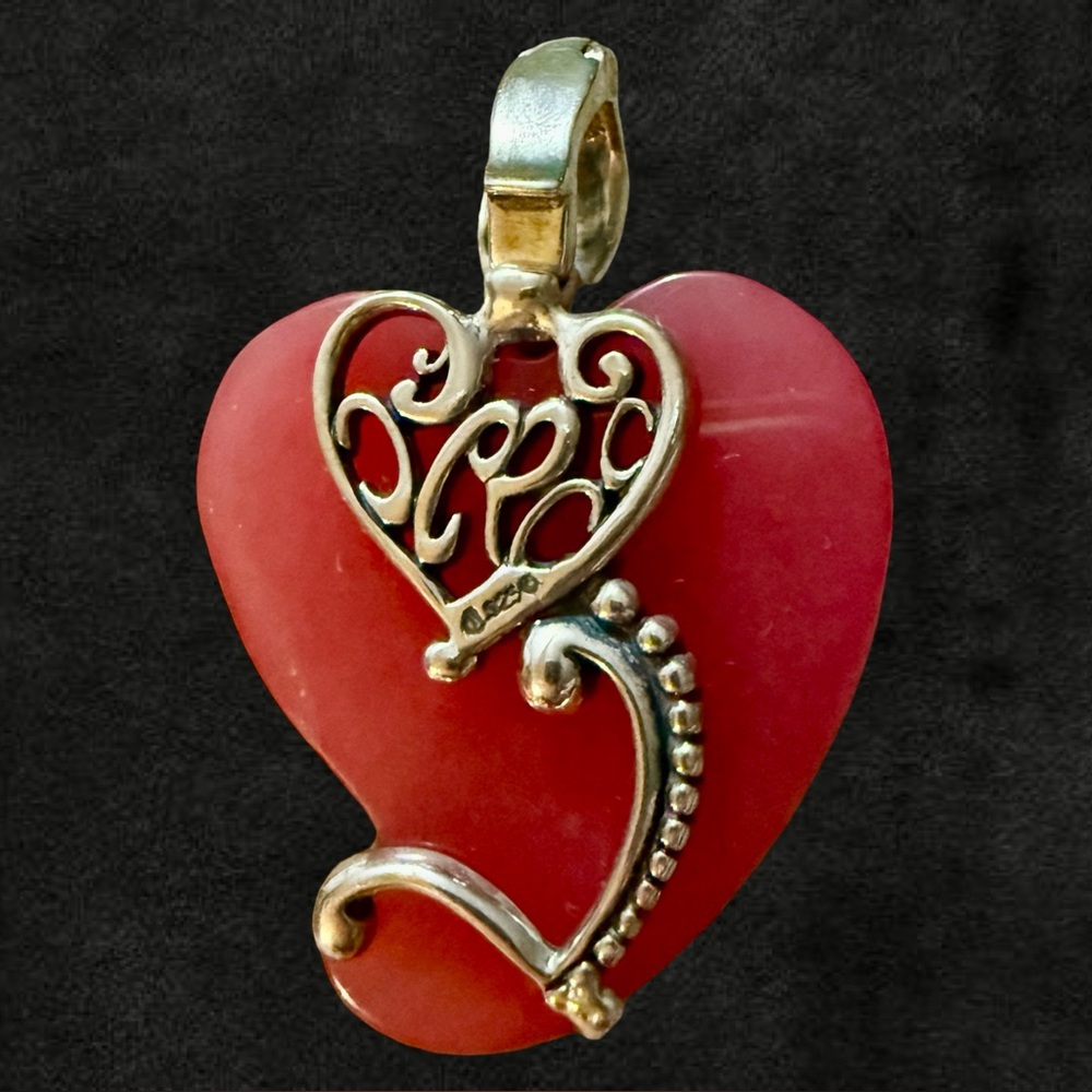 Carolyn Pollack Relios Sterling Silver Rhodonite & MOP Enhancer Pendant - Picture 4 of 6
